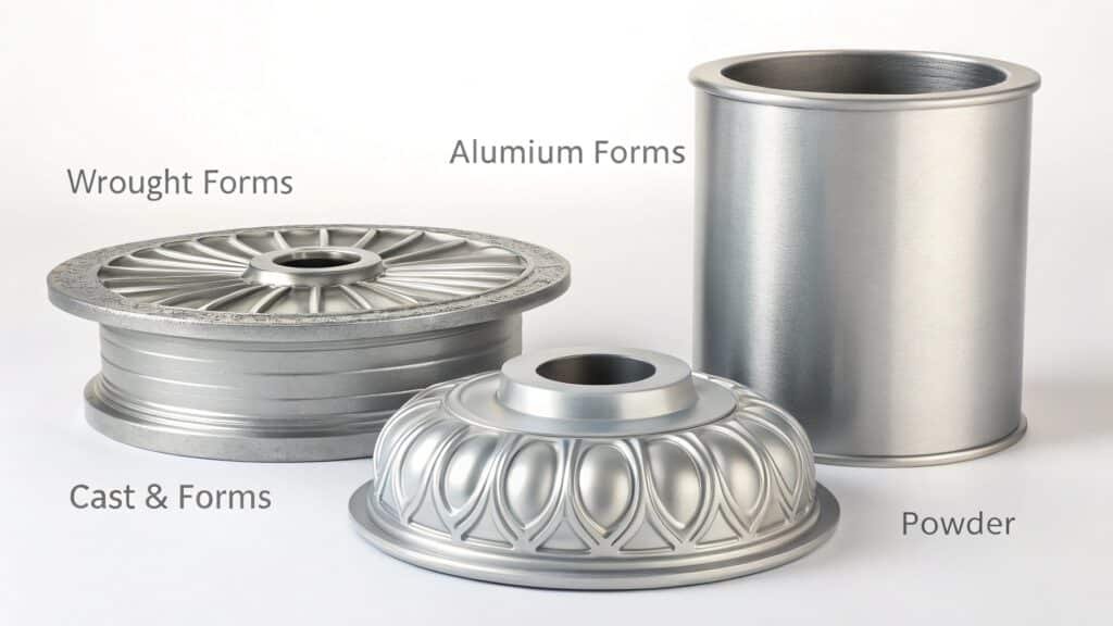 alt with keywords: three main forms of aluminum products